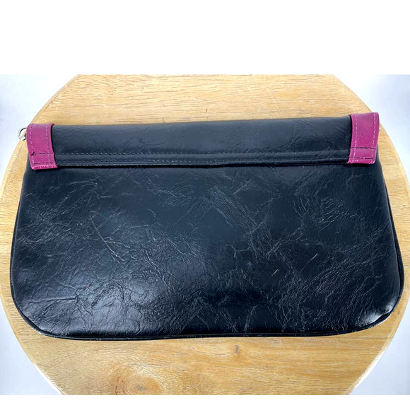 Bijoux Tenner Vintage Black and Pink Vegan Envelope Clutch Purse Bag - Picture 2 of 4